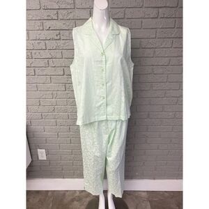 Collette by Miss Elaine Women Sleeveless Paisley Print Pajama Set Size L